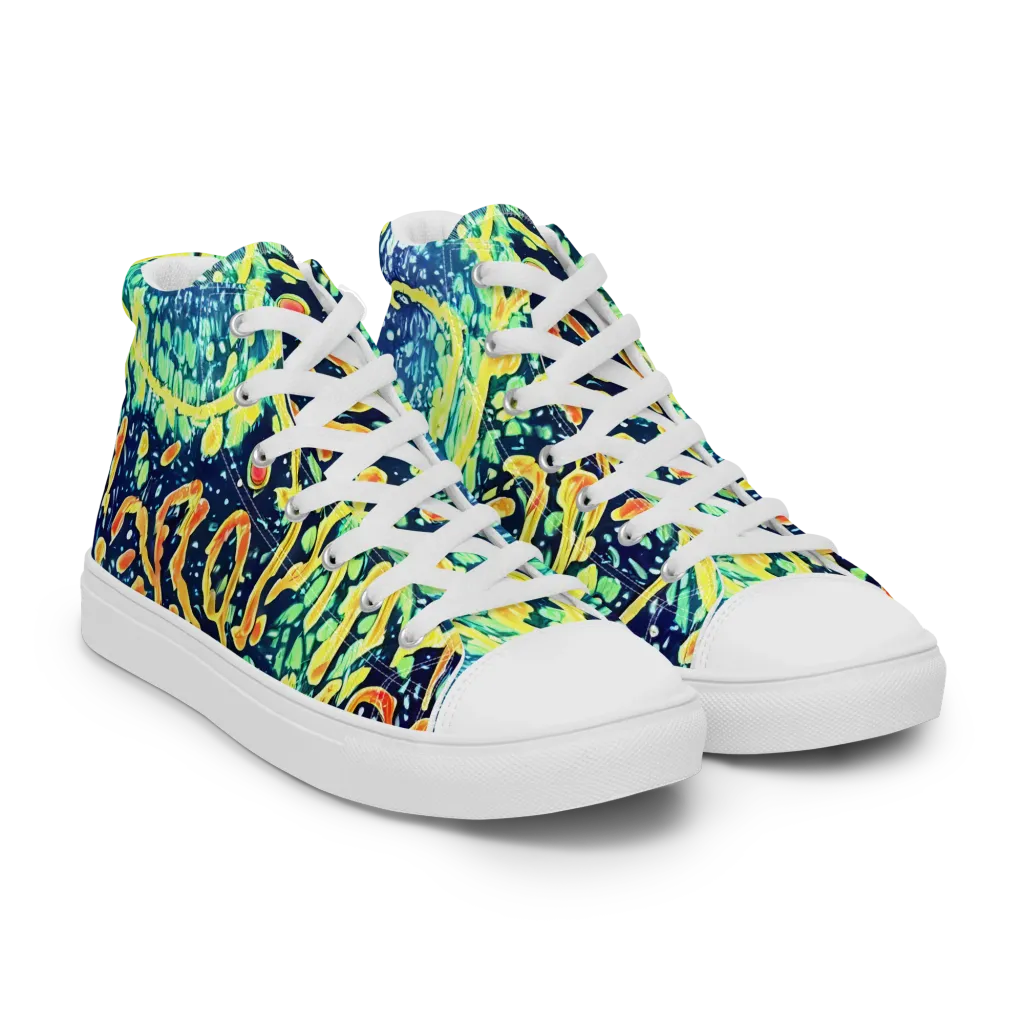 Vortex Glow on Women's High Top Canvas Shoes — Right Front