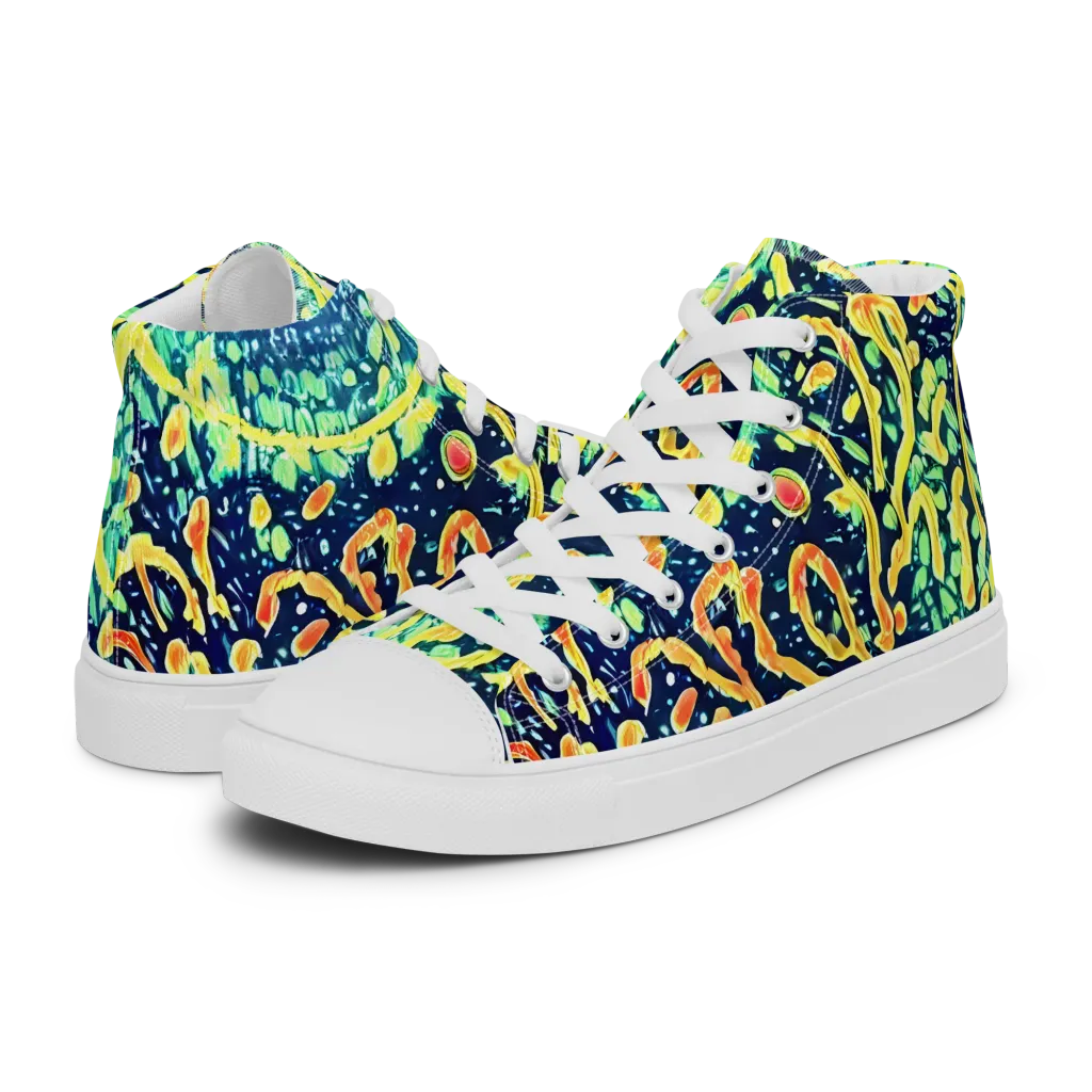Vortex Glow on Women's High Top Canvas Shoes — Left