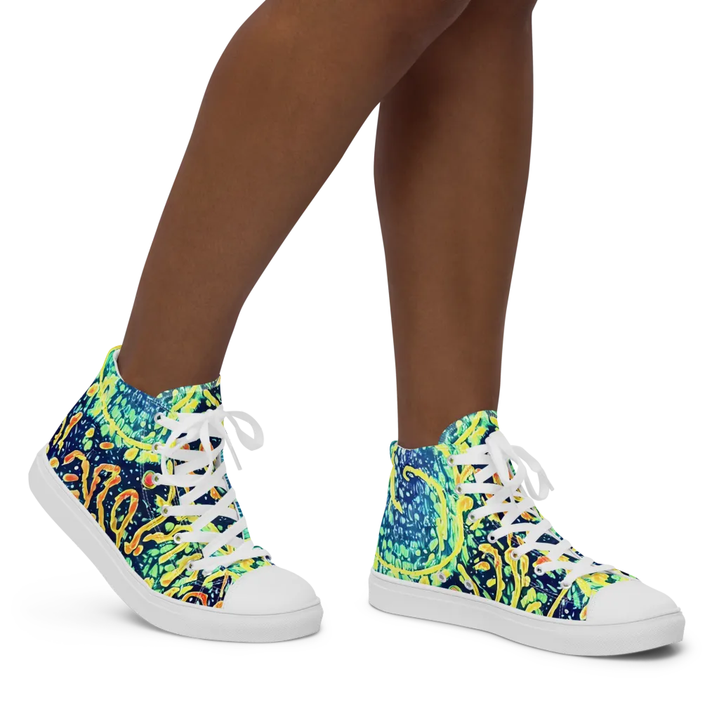Vortex Glow on Women's High Top Canvas Shoes — Right