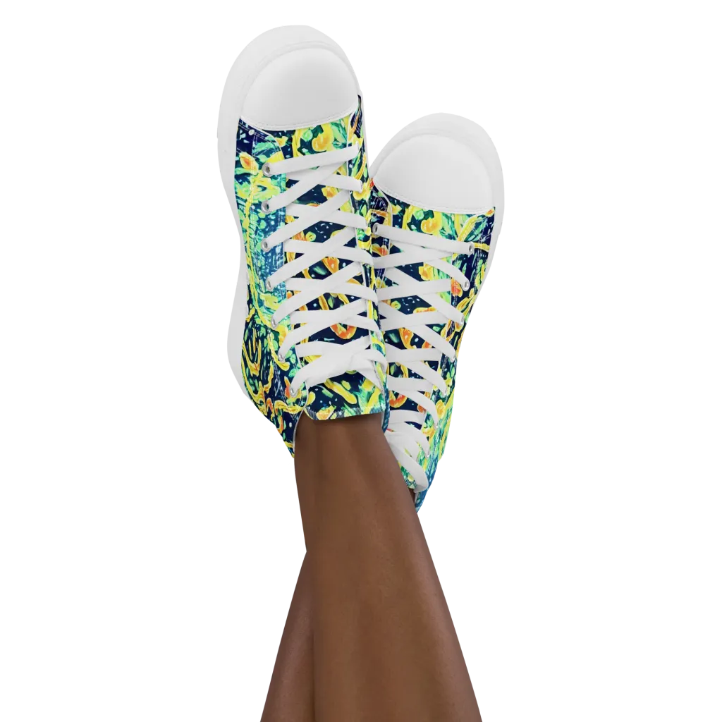 Vortex Glow on Women's High Top Canvas Shoes — Front