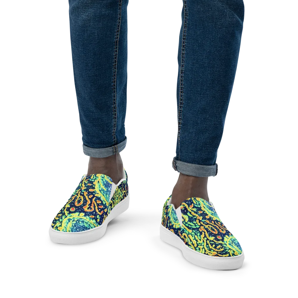 Vortex Glow on Men's Slip-On Canvas Shoes — Front