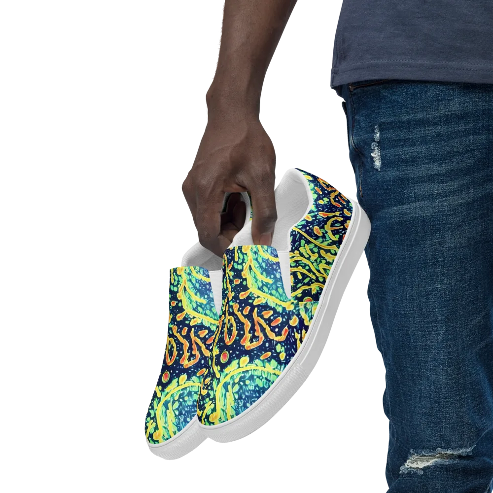 Vortex Glow on Men's Slip-On Canvas Shoes — Left Front
