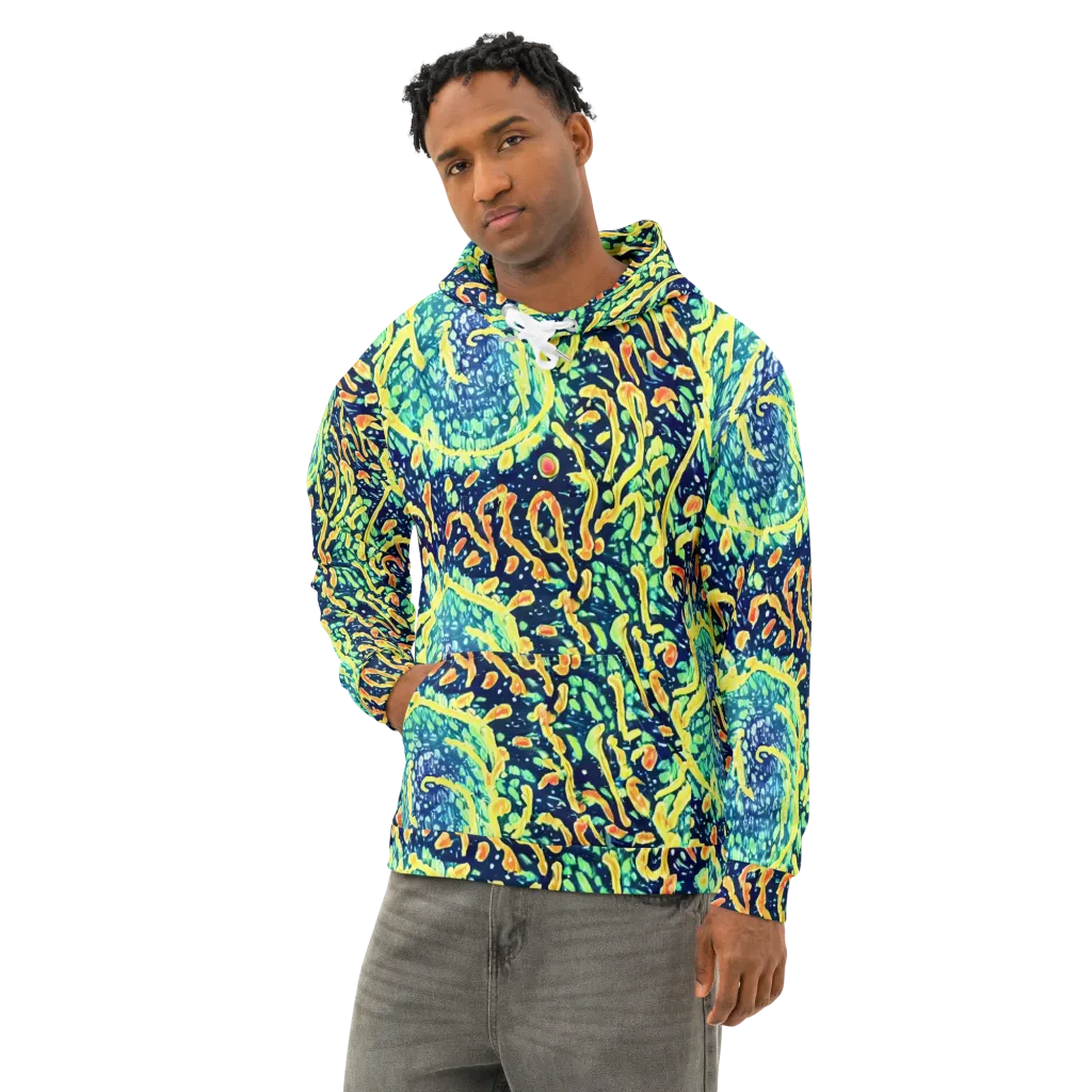 Vortex Glow on Cotton Hoodie — Left Front
