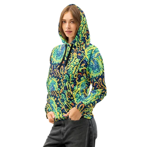 Vortex Glow on a Cotton Hoodie