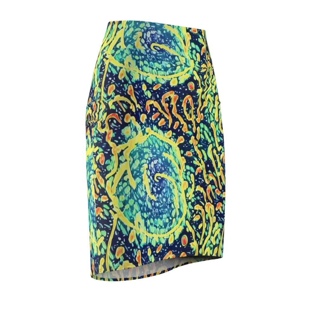 Vortex Glow on Pencil Skirt — Front Side