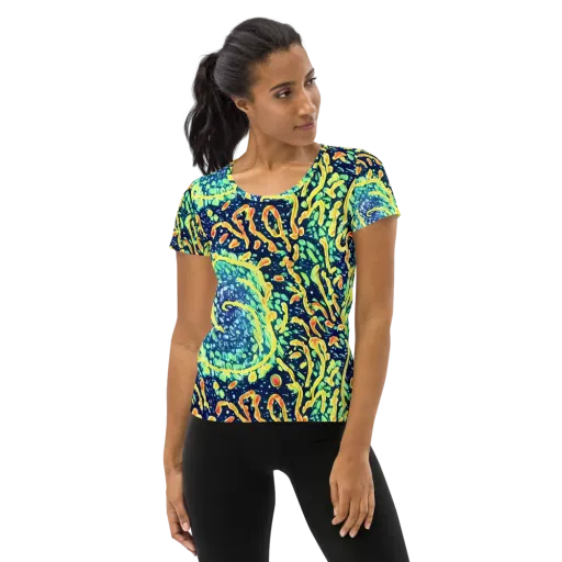 Vortex Glow on a Women's Athletic T-Shirt