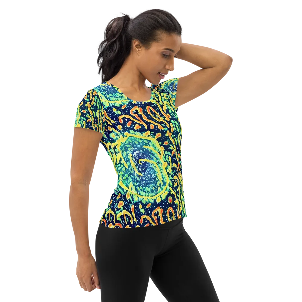 Vortex Glow on Women's Athletic T-Shirt — Right
