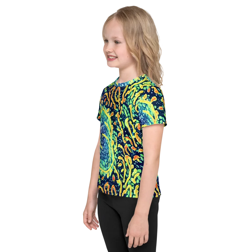 Vortex Glow on Kids Crew Neck T-Shirt — Left