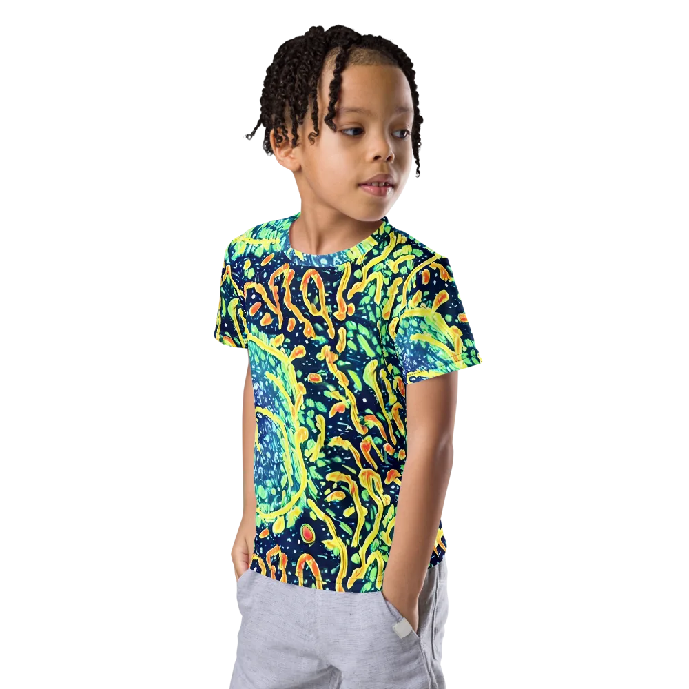 Vortex Glow on Kids Crew Neck T-Shirt — Left Front