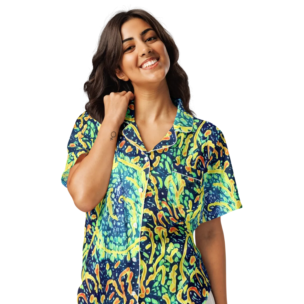 Vortex Glow on Women's Short Sleeve Pajama Top — Front
