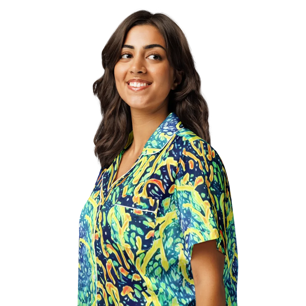 Vortex Glow on Women's Short Sleeve Pajama Top — Left Front