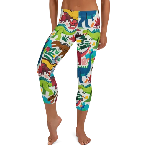 Prehistoric Parade on a Capri Leggings