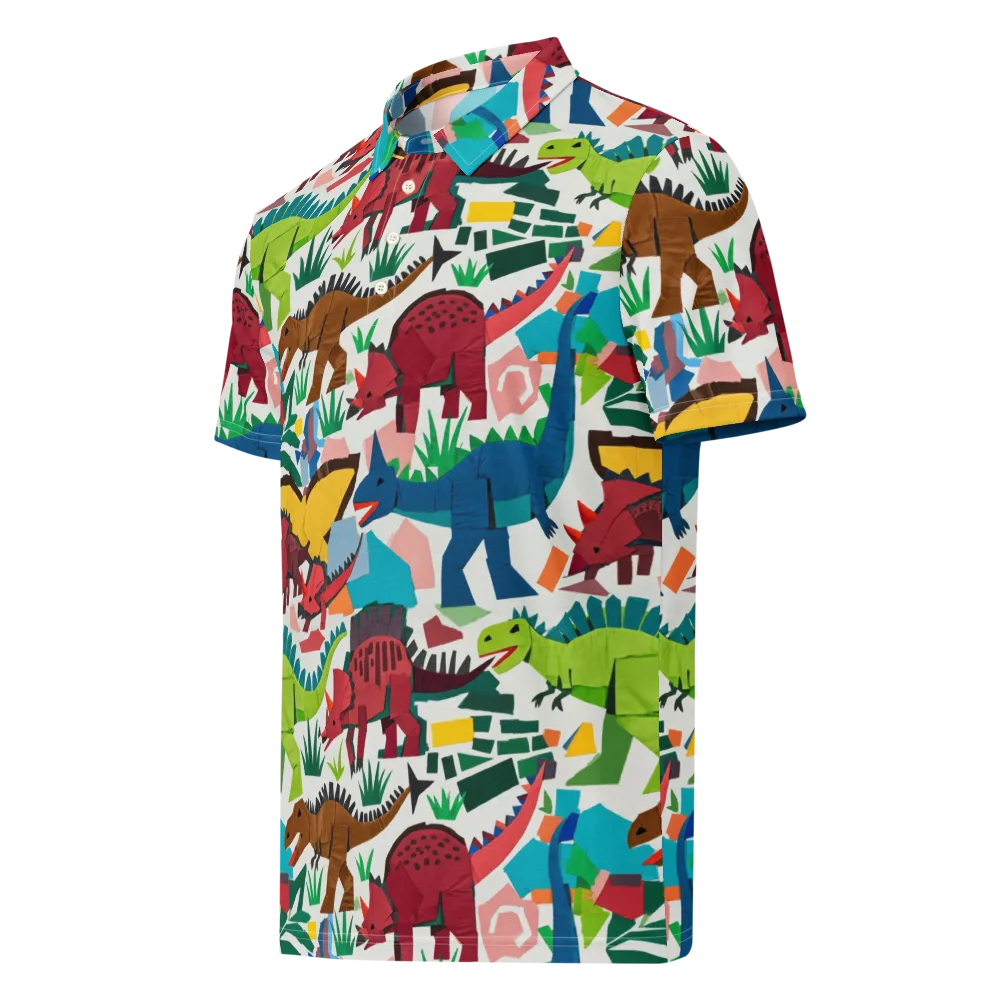 Prehistoric Parade on Men's Slim Fit Polo Shirt — Left Front