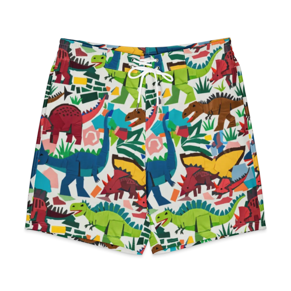 Prehistoric Parade on Men's Board Shorts — Front