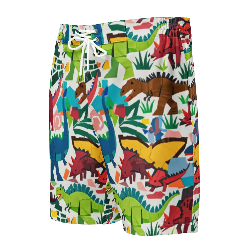 Prehistoric Parade on Men's Board Shorts — Front