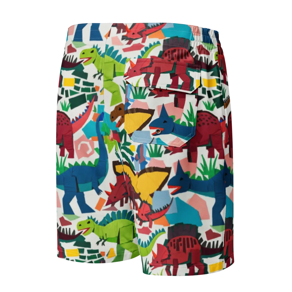 Prehistoric Parade on Men's Board Shorts — Back
