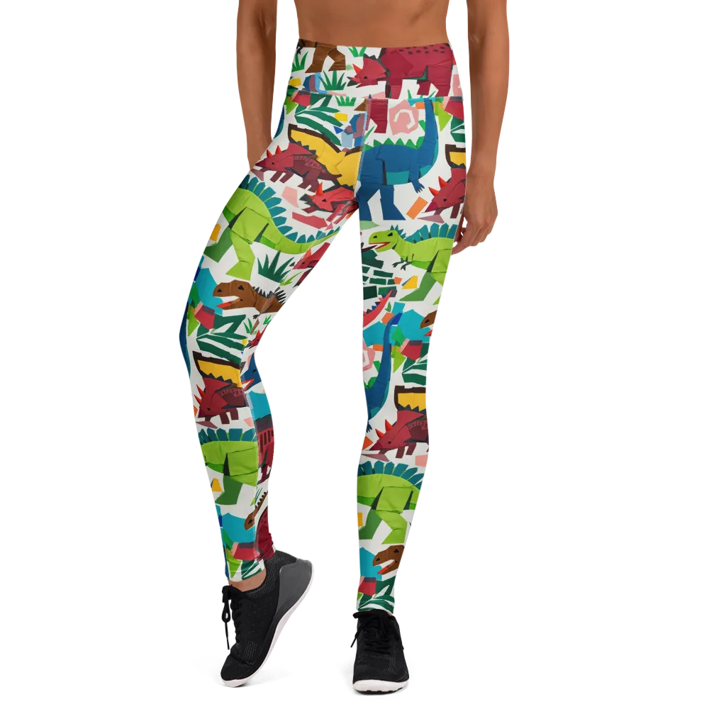 Prehistoric Parade on Yoga Leggings — Front