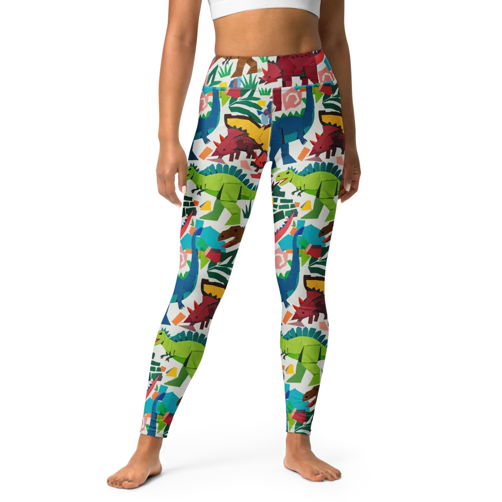 Prehistoric Parade on Yoga Leggings — Front