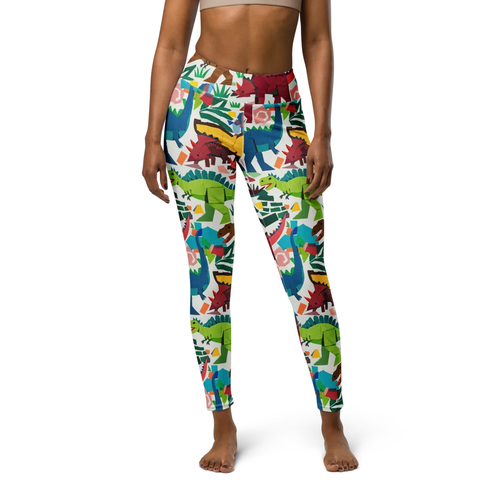 Prehistoric Parade on Yoga Leggings — Front