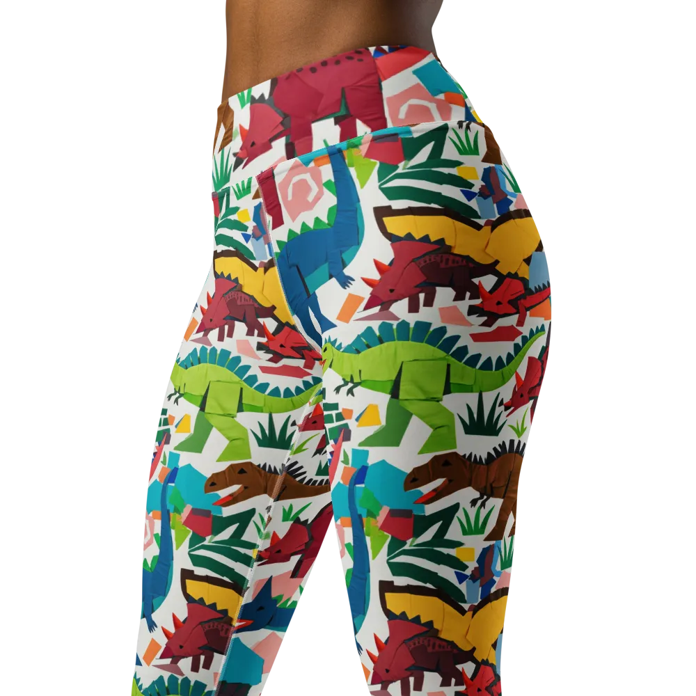 Prehistoric Parade on Yoga Leggings — Left Front