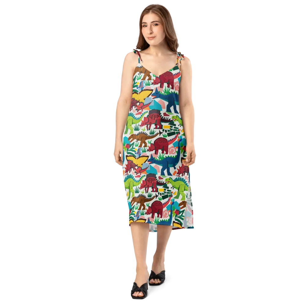 Prehistoric Parade on Slip Dress — Front
