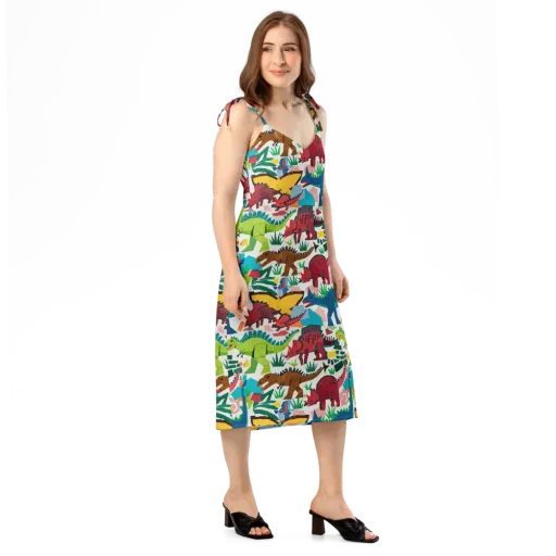 Prehistoric Parade on a Slip Dress