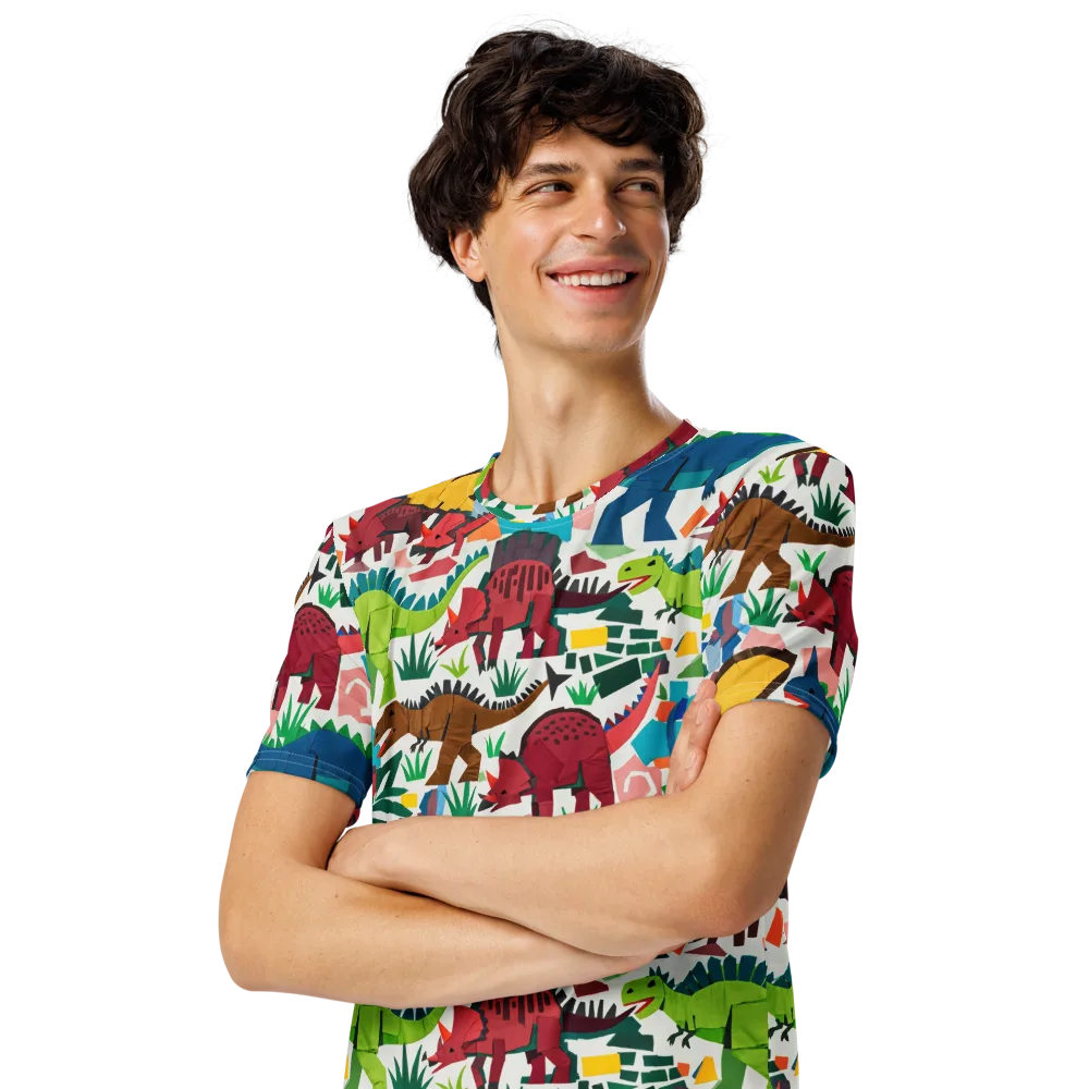 Prehistoric Parade on Men's Crew Neck T-Shirt — Left Front