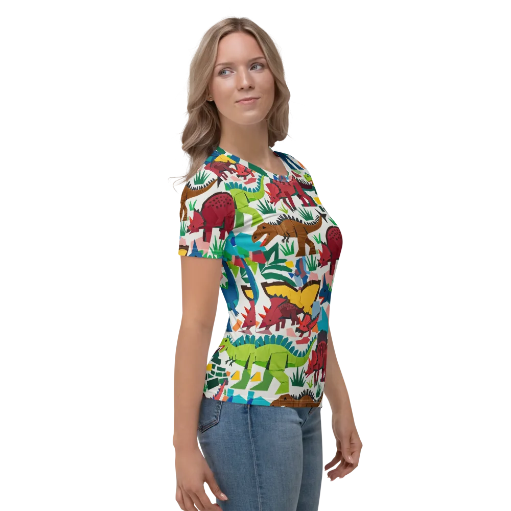 Prehistoric Parade on Women's Crew Neck T-Shirt — Right