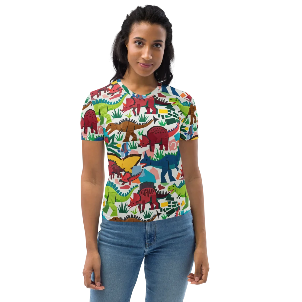 Prehistoric Parade on Women's Crew Neck T-Shirt — Front