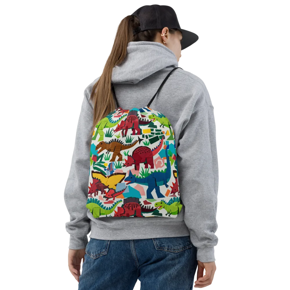 Prehistoric Parade on Drawstring Bag — Front