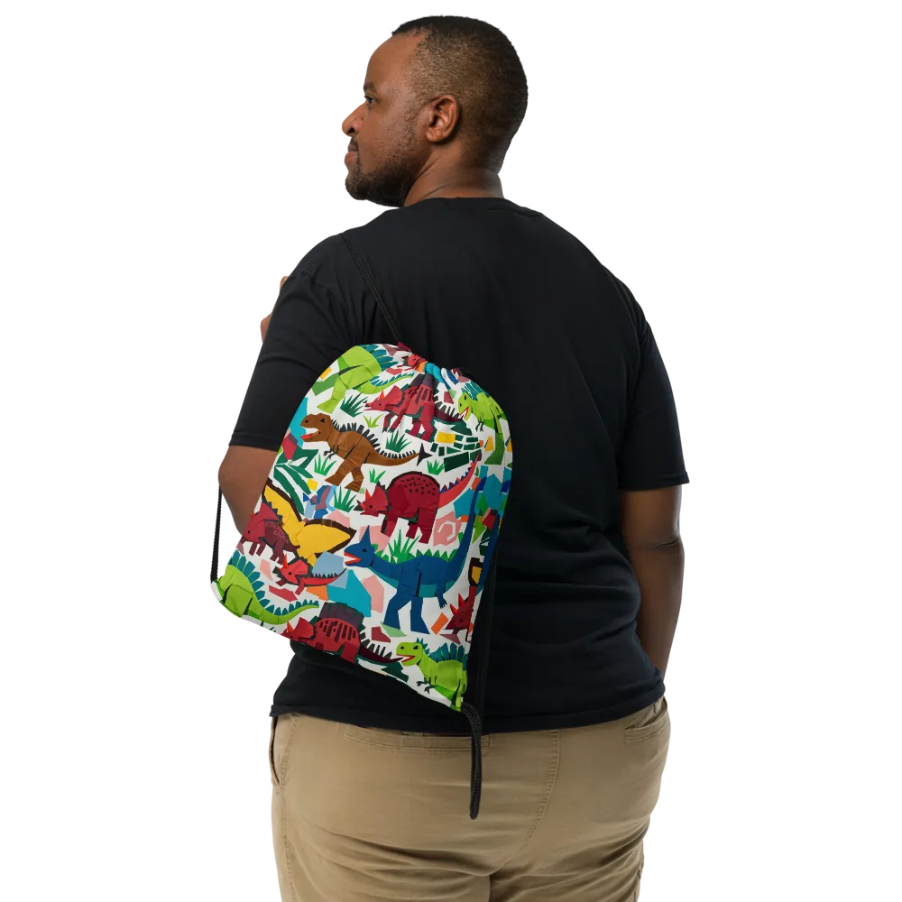 Prehistoric Parade on Drawstring Bag — Front
