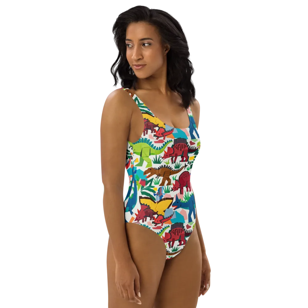 Prehistoric Parade on One-Piece Swimsuit — Right