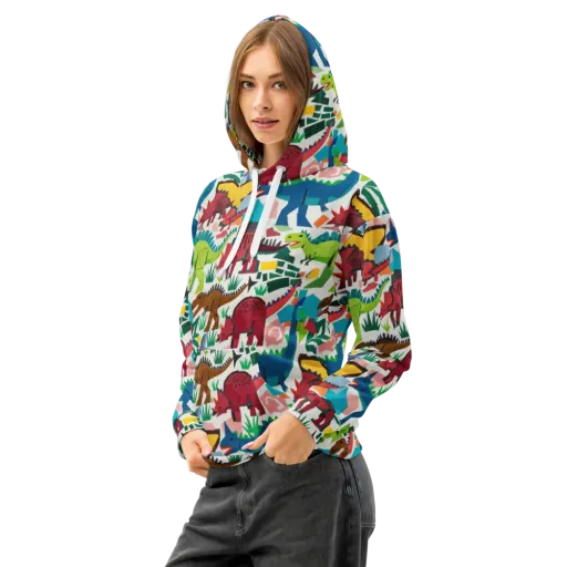 Prehistoric Parade on a Cotton Hoodie