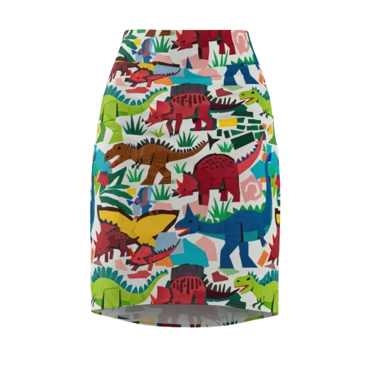 Prehistoric Parade on a Pencil Skirt