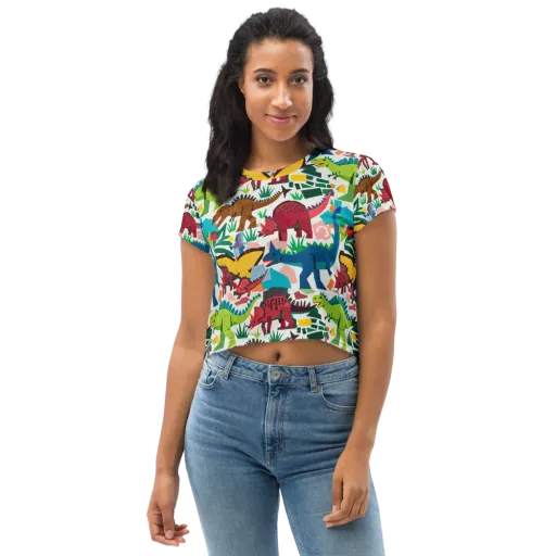 Prehistoric Parade on a Crop Tee