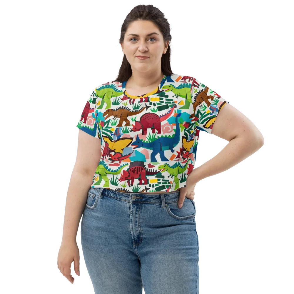 Prehistoric Parade on Crop Tee — Front