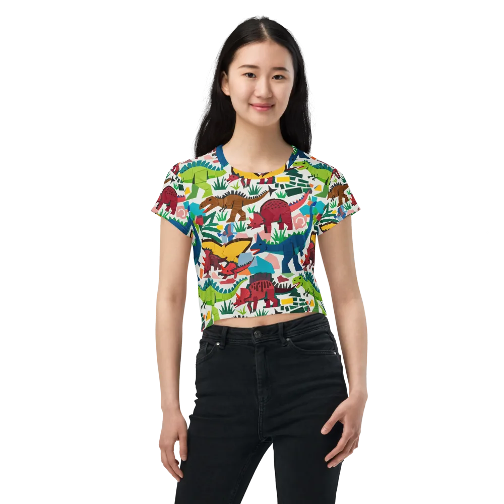 Prehistoric Parade on Crop Tee — Front