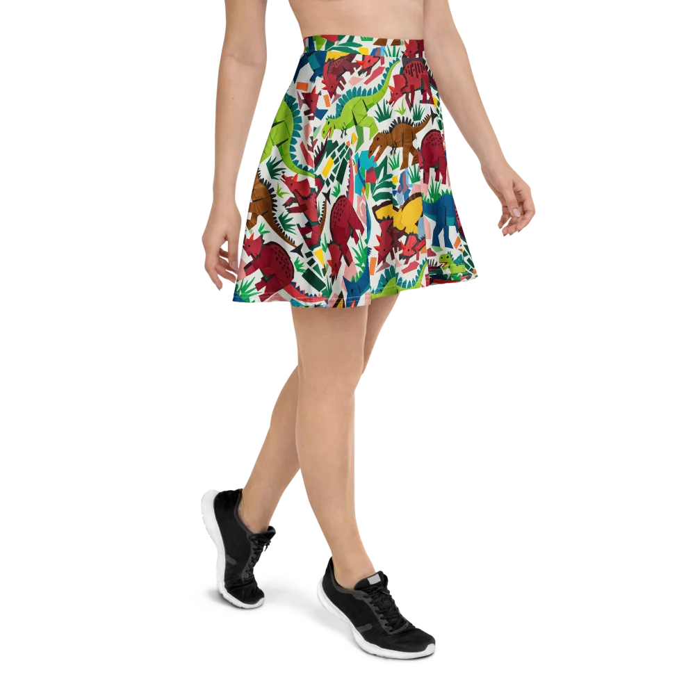 Prehistoric Parade on Skater Skirt — Right