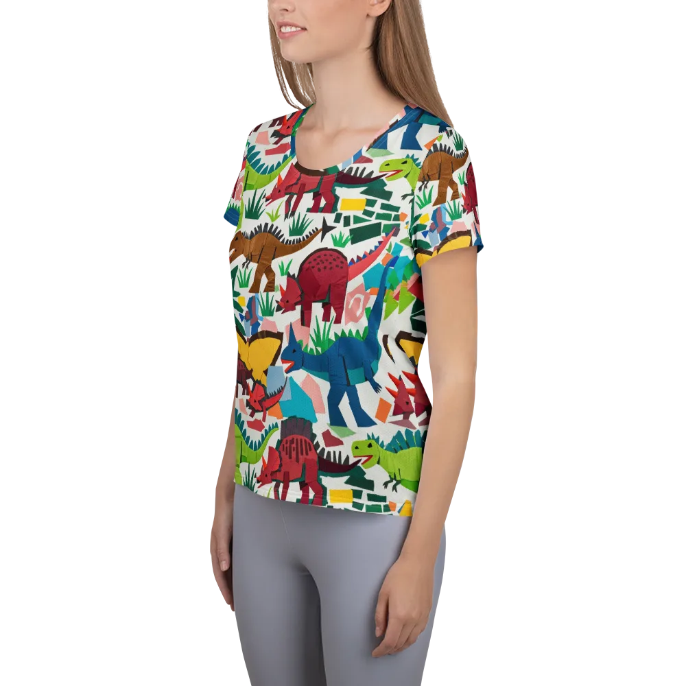 Prehistoric Parade on Women's Athletic T-Shirt — Left