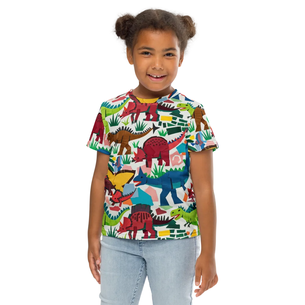Prehistoric Parade on Kids Crew Neck T-Shirt — Front