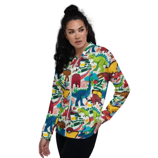 Prehistoric Parade on a Bomber Jacket