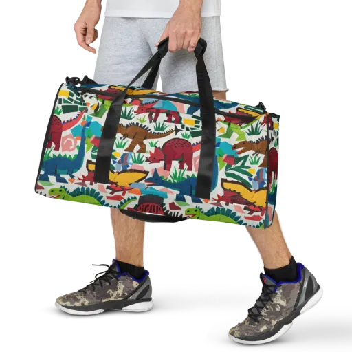 Prehistoric Parade on a Duffle Bag