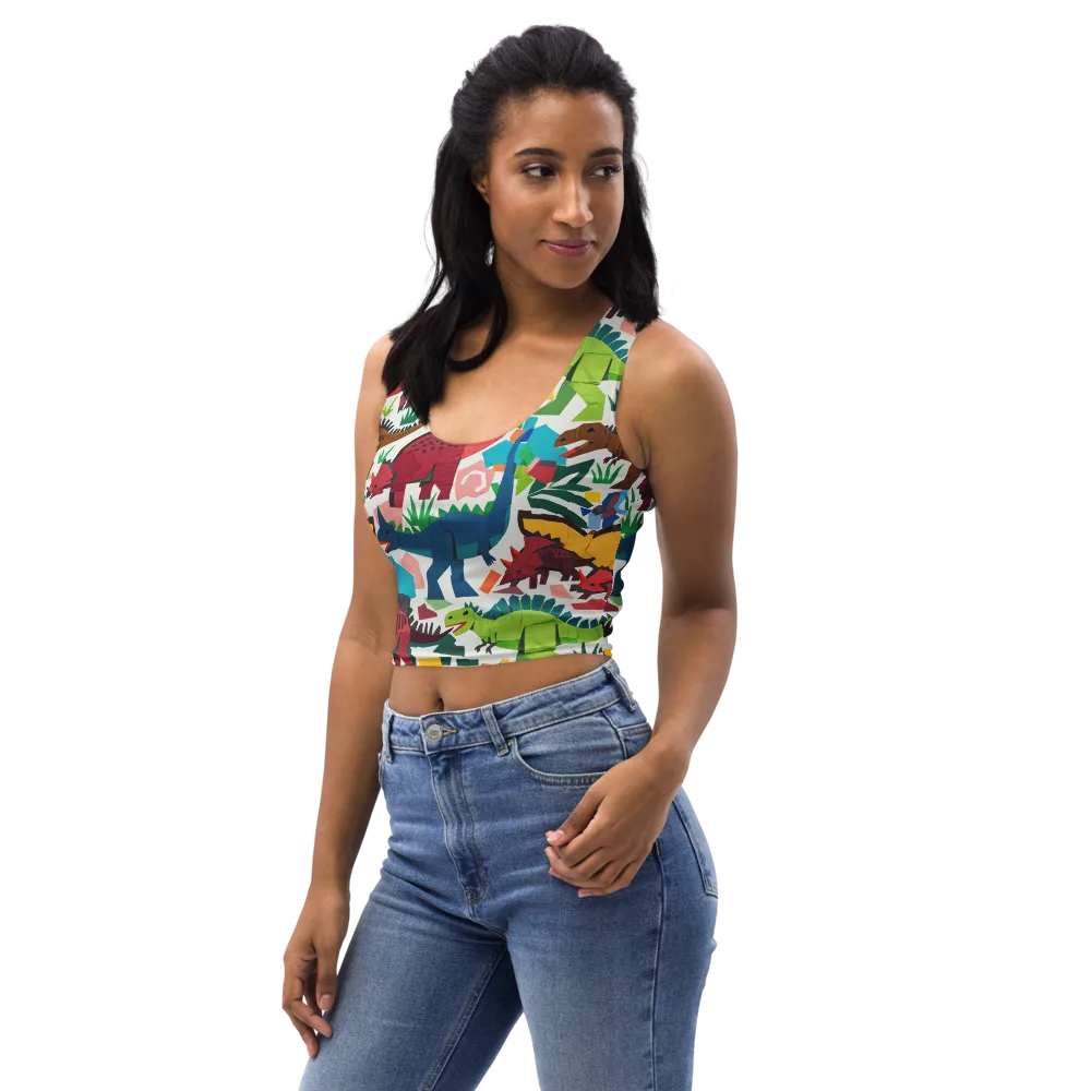 Prehistoric Parade on Crop Top — Left Front