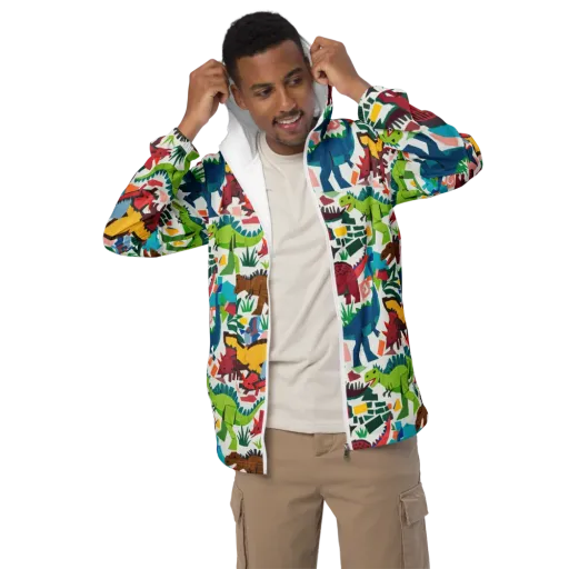 Prehistoric Parade on a Men's Windbreaker