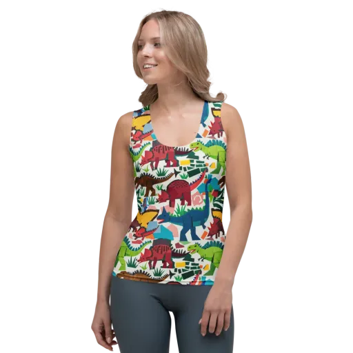 Prehistoric Parade on a Women's Tank Top
