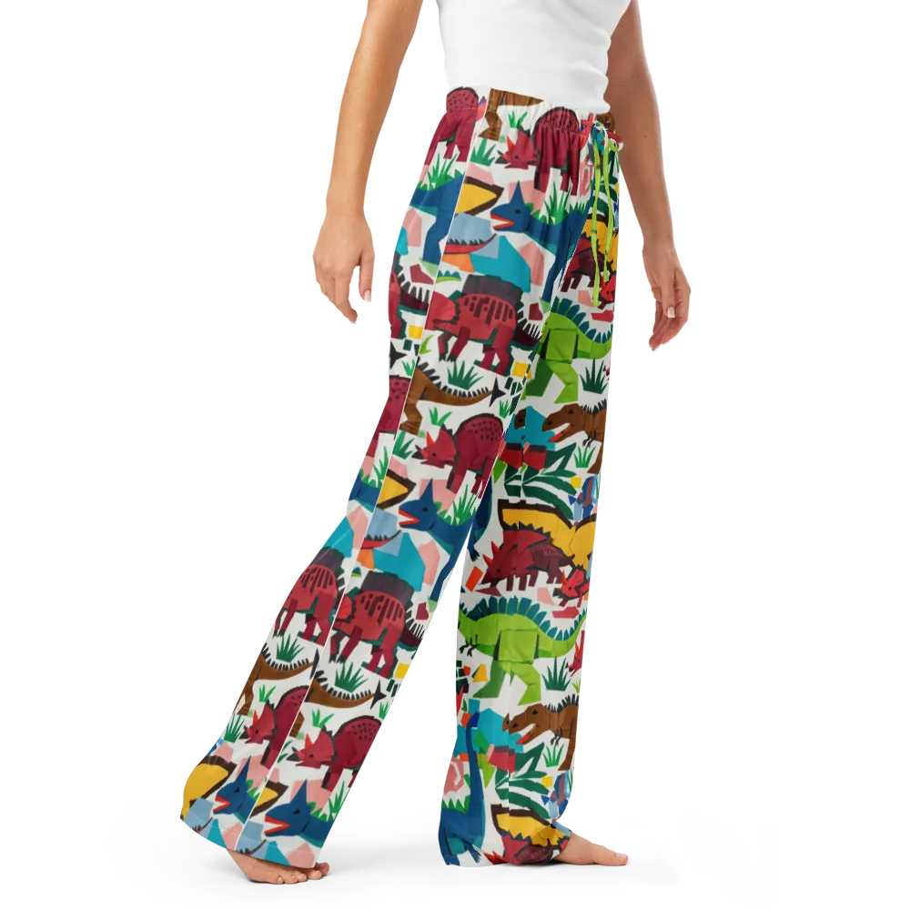 Prehistoric Parade on Women's Pajama Pants — Right Front