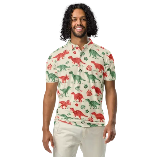 Fern And Fossil on a Men's Slim Fit Polo Shirt
