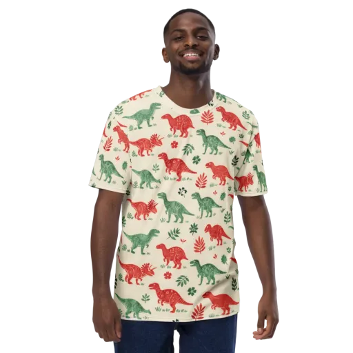 Fern And Fossil on a Men's Crew Neck T-Shirt