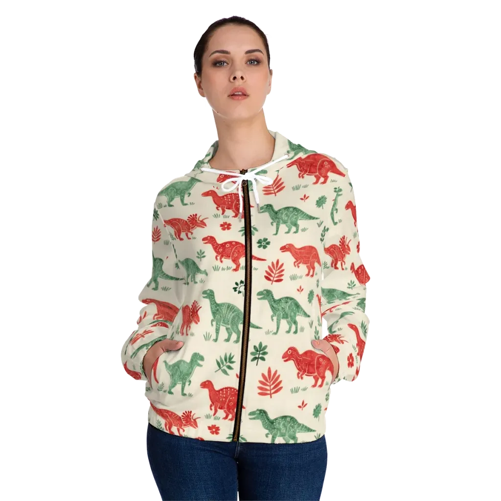 Fern And Fossil on Women's Full-Zip Hoodie — Front On Person