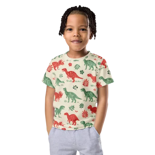 Fern And Fossil on a Kids Crew Neck T-Shirt